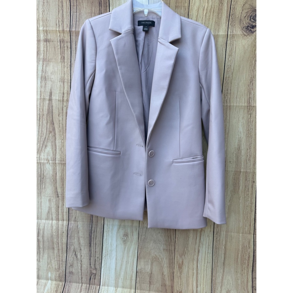 Halogen Faux Leather coat mauve Two Button Jacket